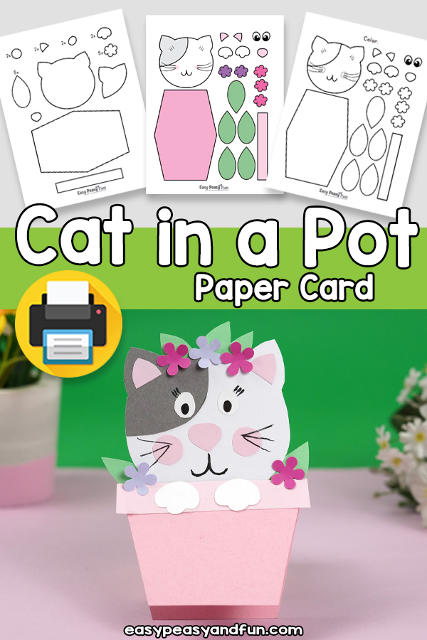 Cat in a Pot Mothers Day Card Template