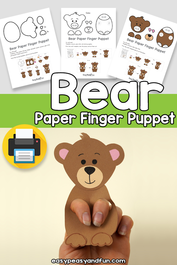 Bear Paper Finger Puppet Template