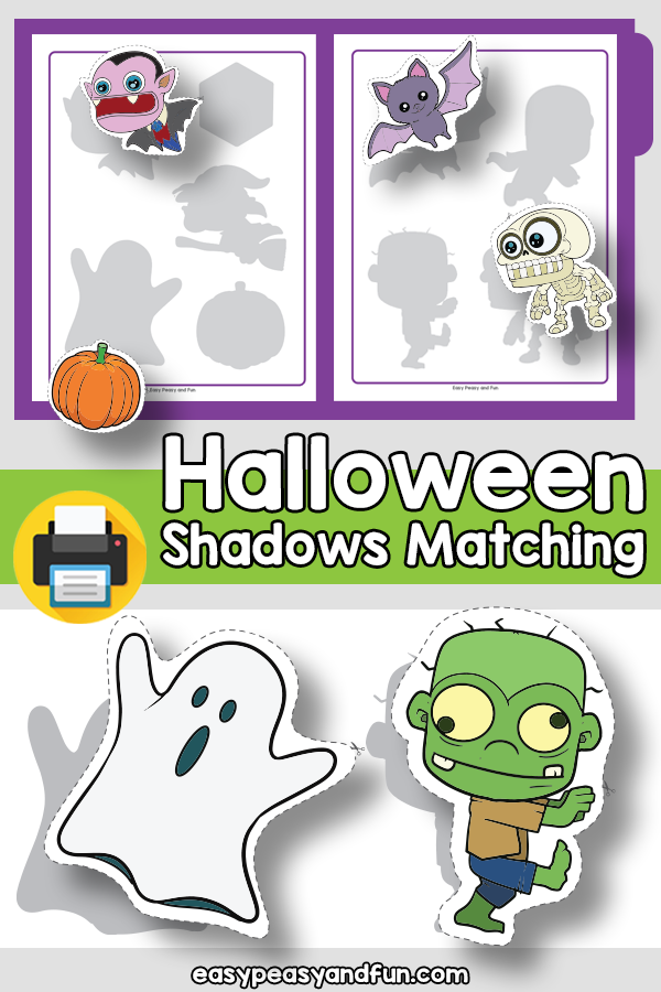 Halloween Shadow Matching File Folder Game for Kindergarten