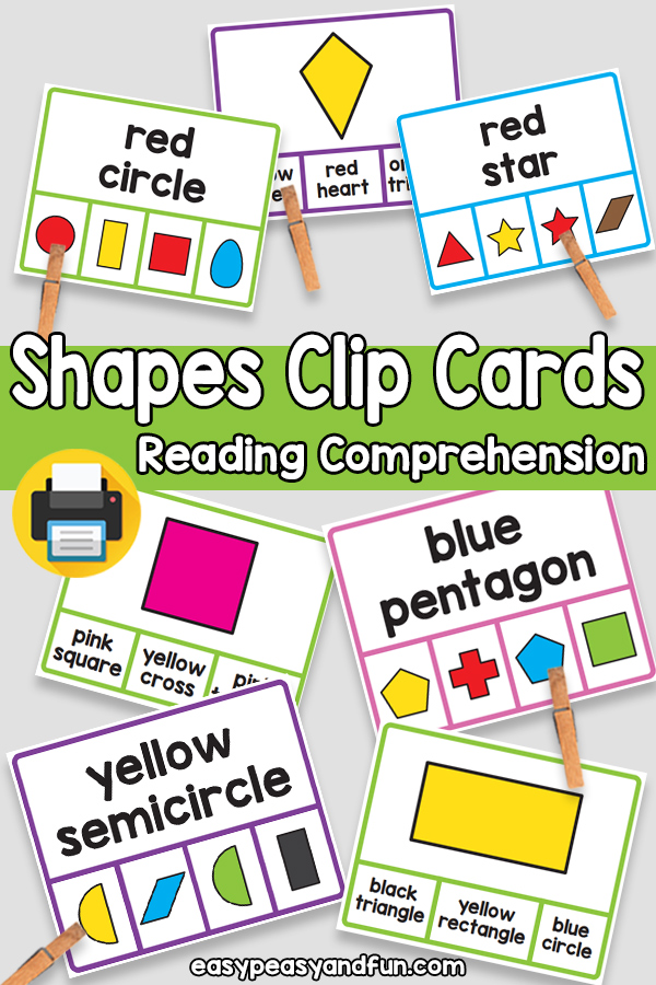 Shapes Reading Comprehension Clip Cards for First Grade