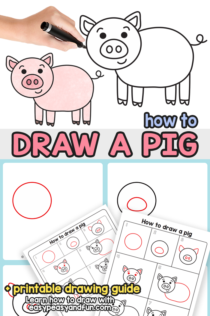 How to Draw a Pig Step by Step Tutorial