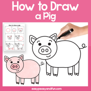 Pig Guided Drawing Printable