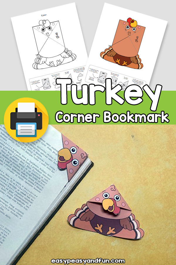 Turkey Corner Bookmark Craft Template