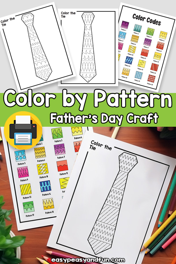 Color by Pattern Fathers Day Ties Template