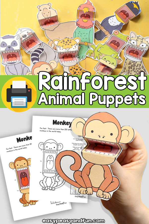 Printable Rainforest Animal Finger Puppets