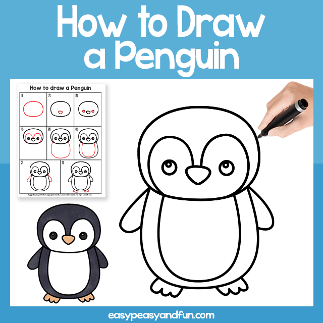 Penguin Guided Drawing Printable
