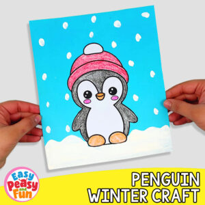 Penguin in the Snow Craft Template
