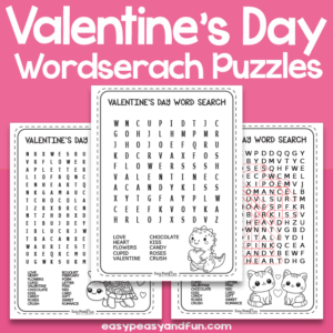 Printable Valentines Day Wordsearch Puzzles