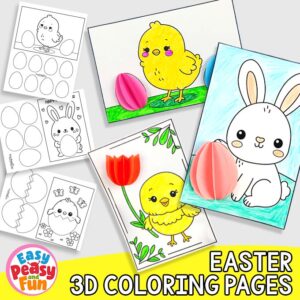 3D Easter Coloring Pages Craft Template
