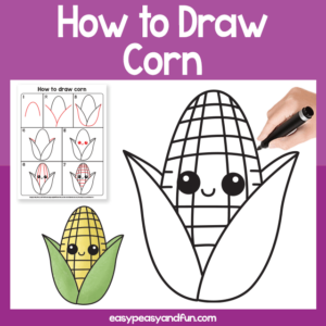 Corn Guided Drawing Printable
