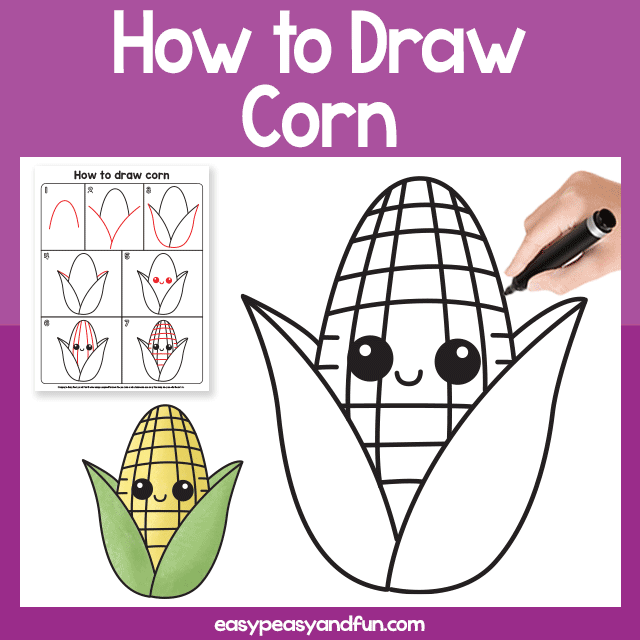 Corn Guided Drawing Printable