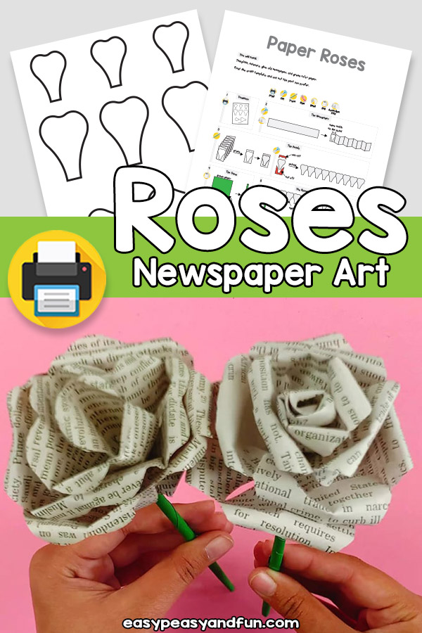 Newspaper Roses Craft Template