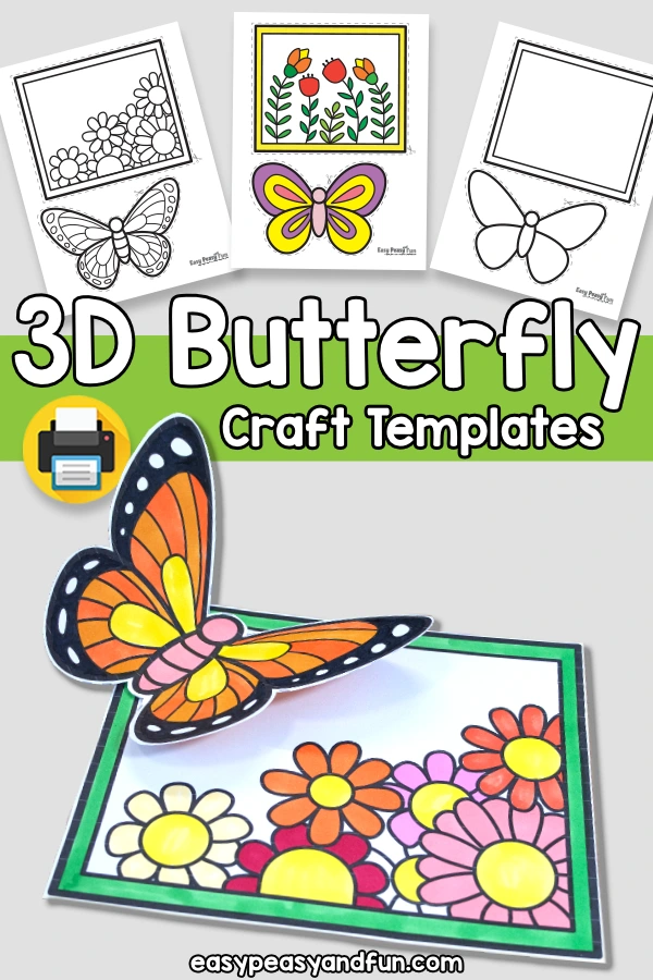 3D Paper Butterfly Craft Template