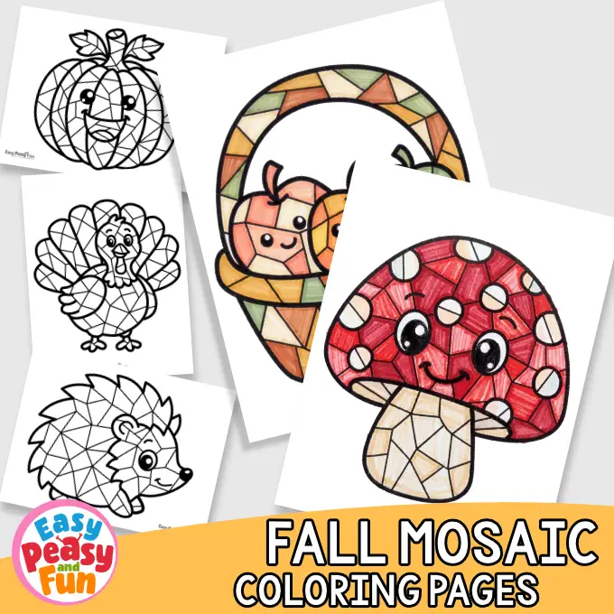 Printable Fall Mosaic Coloring Pages