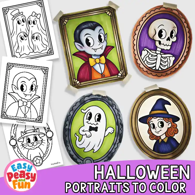 Printable Halloween Portraits to Color